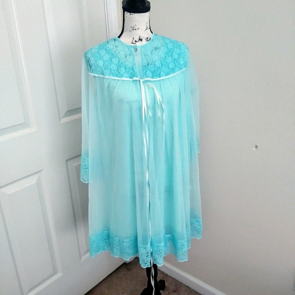 Vtg Baby doll Chiffon Peignoir Set - Picture 2 of 8